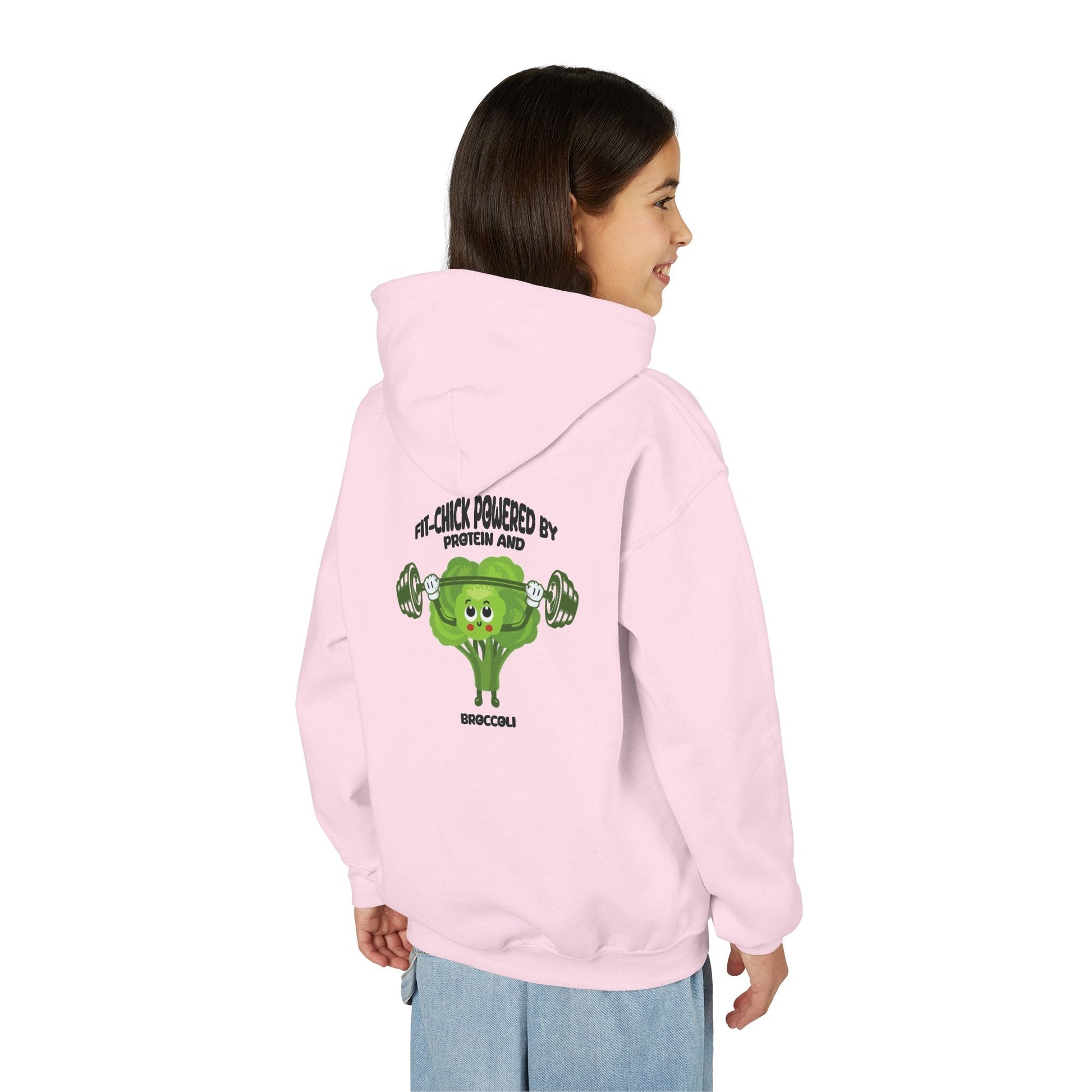 FIT-CHICK POWERED BY PROTEIN AND BROCCOLI Hoodies Printify
