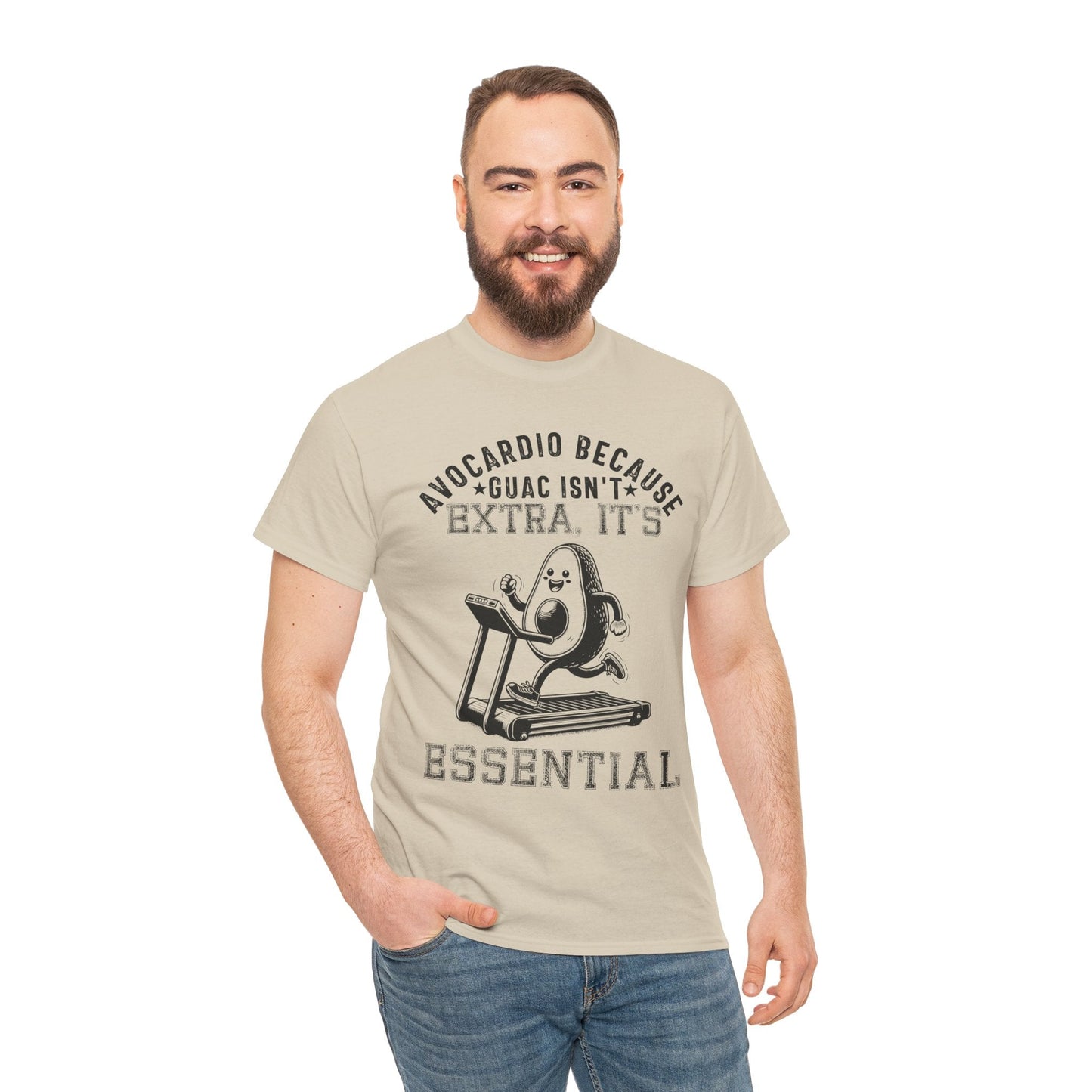 AVOCARDIO BECAUSE GUAC ISN'T EXTRA. IT'S ESSENTIAL t-shirt Printify