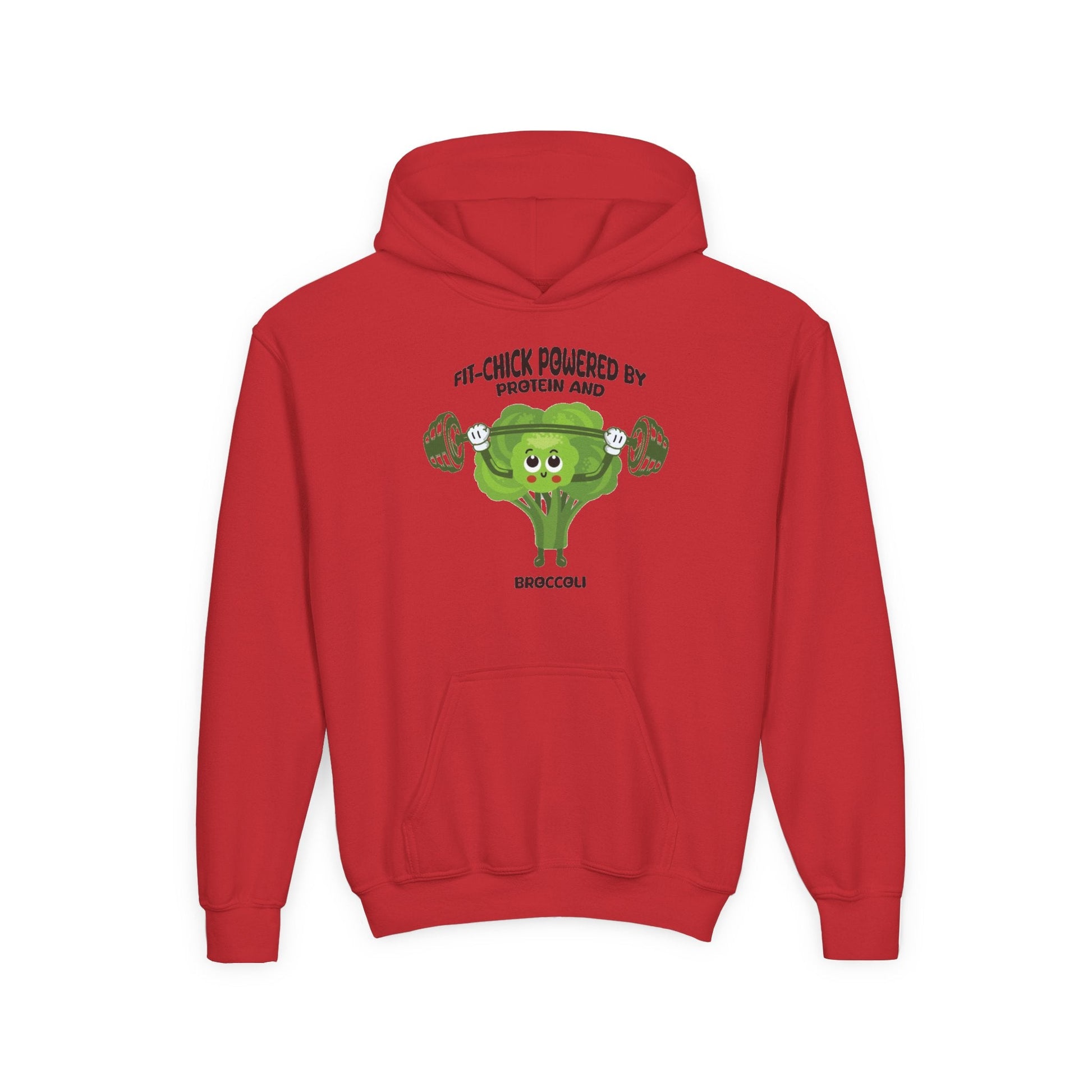 FIT-CHICK POWERED BY PROTEIN AND BROCCOLI Hoodies Printify
