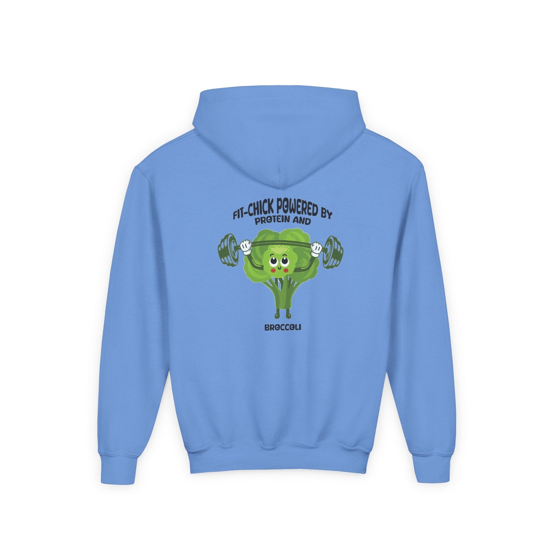 FIT-CHICK POWERED BY PROTEIN AND BROCCOLI Hoodies Printify