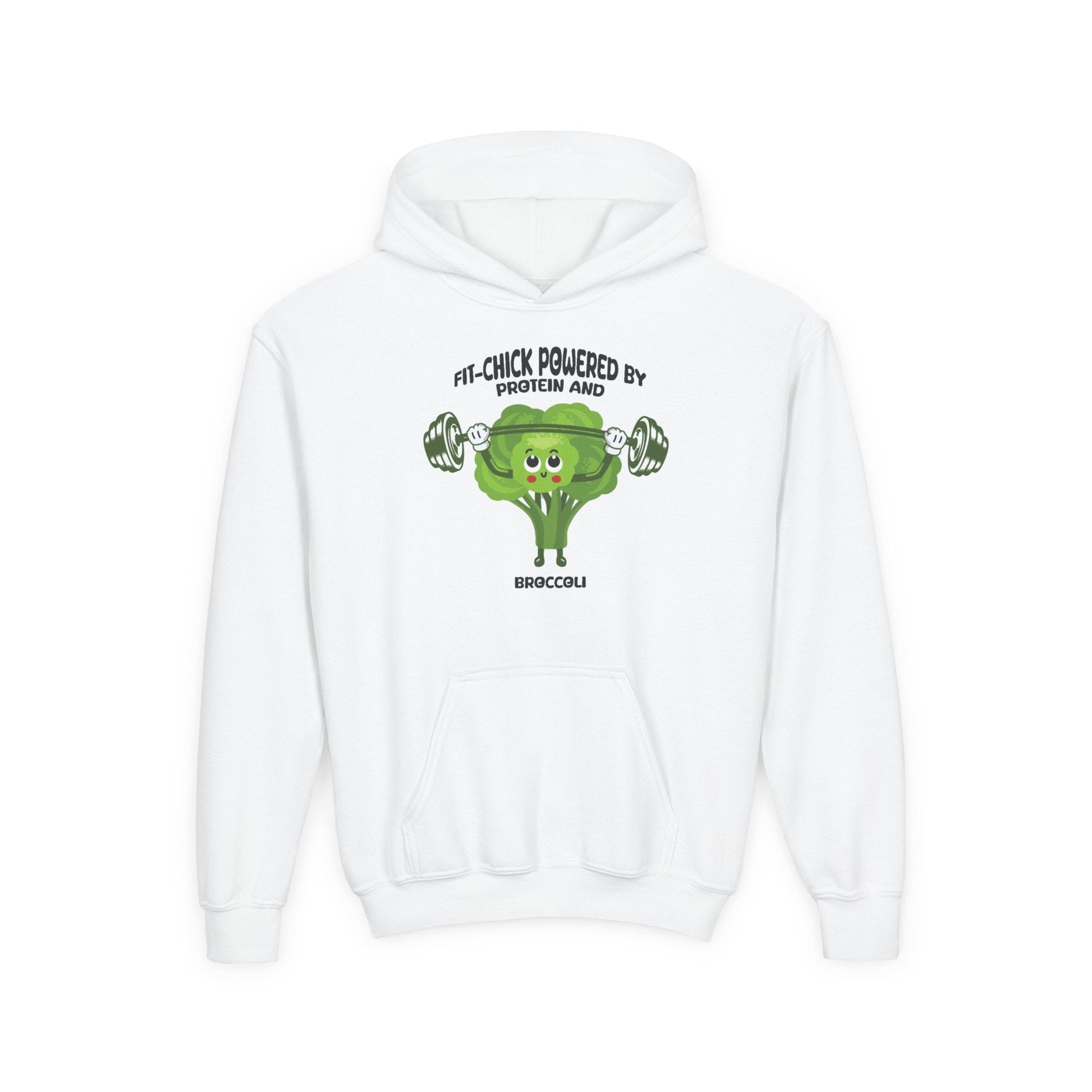 FIT-CHICK POWERED BY PROTEIN AND BROCCOLI Hoodies Printify