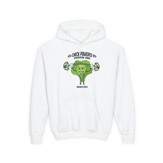 FIT-CHICK POWERED BY PROTEIN AND BROCCOLI Hoodies Printify
