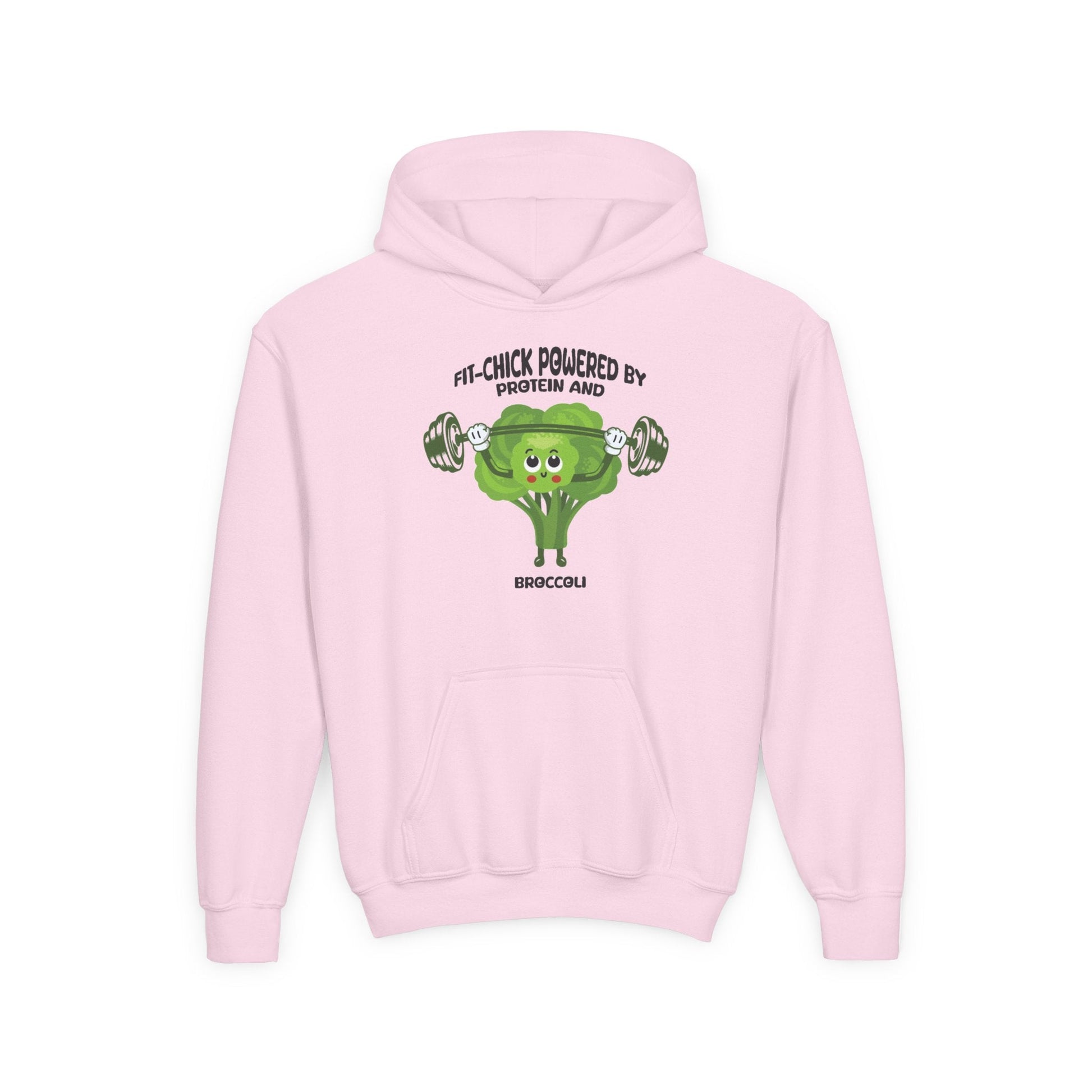 FIT-CHICK POWERED BY PROTEIN AND BROCCOLI Hoodies Printify