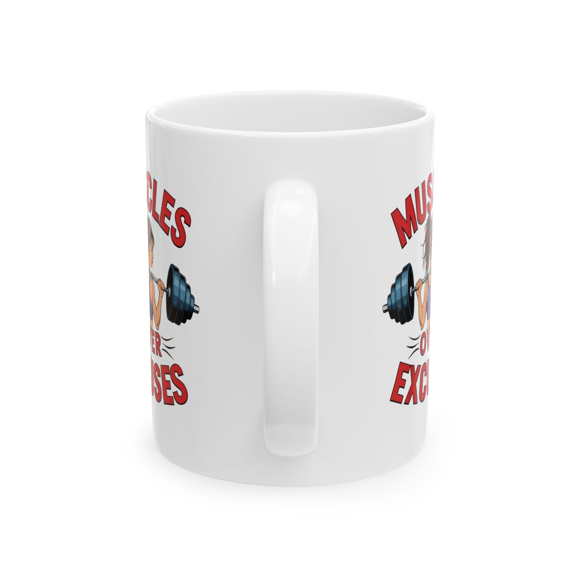 MUSCLES OVER EXCUSES Coffee Mug Printify
