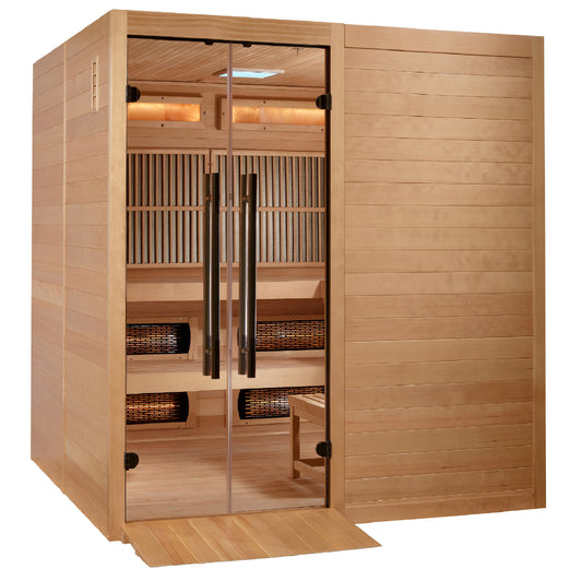 2025 Golden Designs "Toledo" 6 Person Hybrid Sauna (Indoor) Full Spectrum and Harvia Traditional Stove Golden Designs