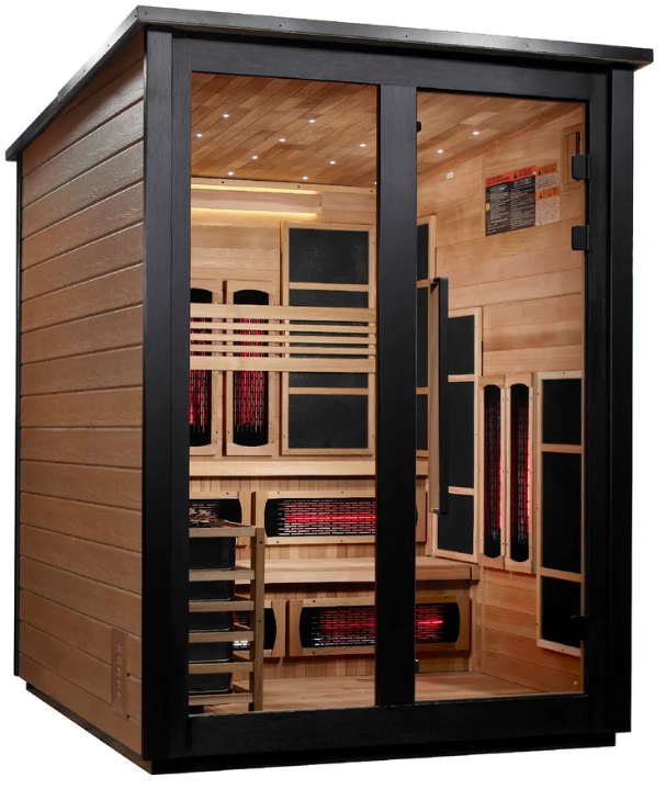 Golden Designs "Kaskinen" 6 Person, 2 Tone Barn Hybrid (PureTech™ Full Spectrum IR or Traditional Stove) Outdoor Sauna Golden Designs